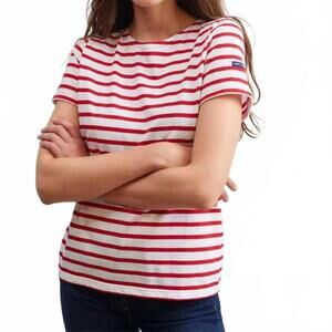 NEW SAINT JAMES etrille ii short sleeve tee in neige/tulipe